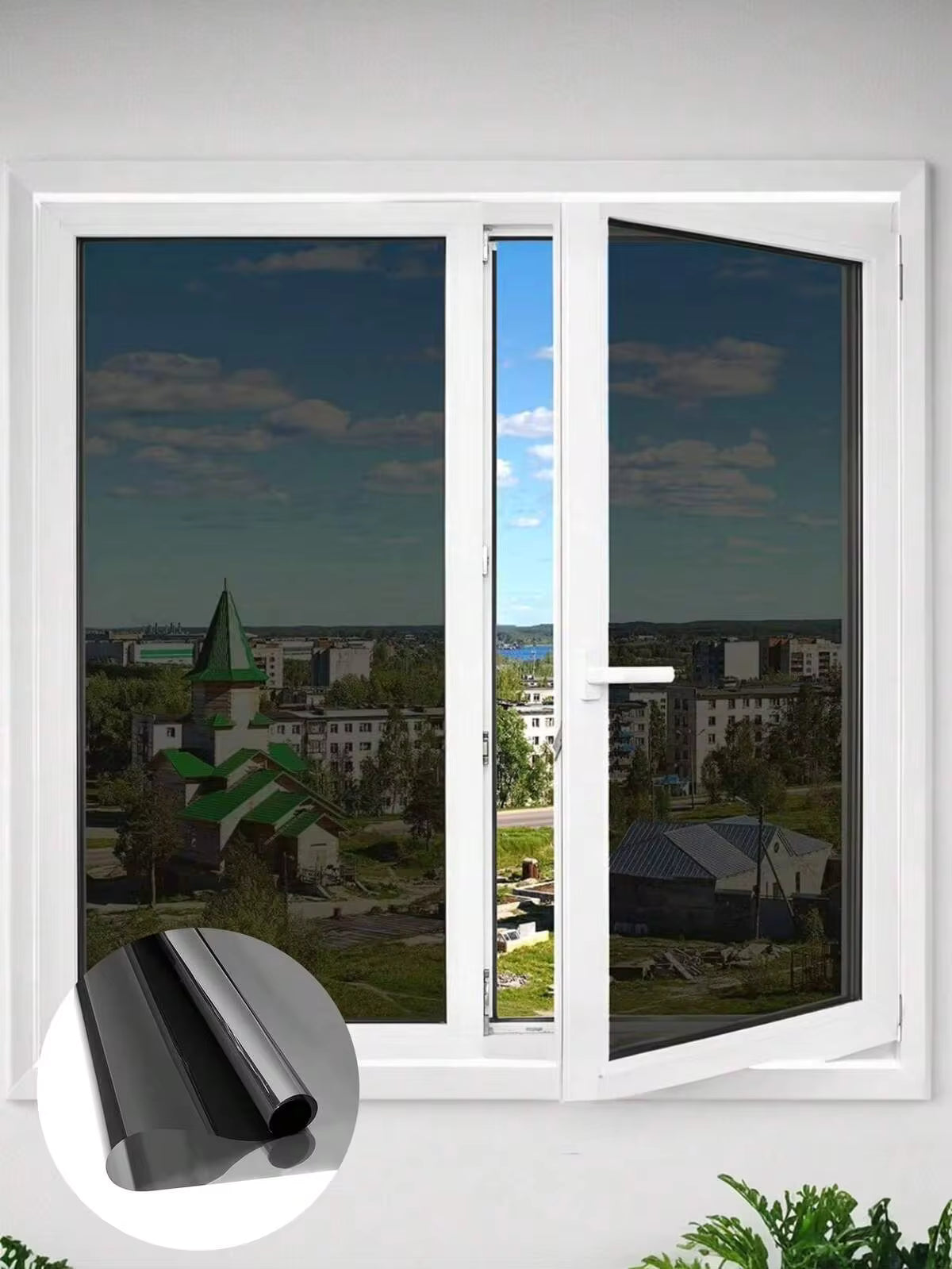 Black PVC Self Adhesive Privacy Window Film, Anti-Peeping Decorative Glass Sticker, Modern Holographic Window Covering For Home, Office, Kitchen, Indoor Decor